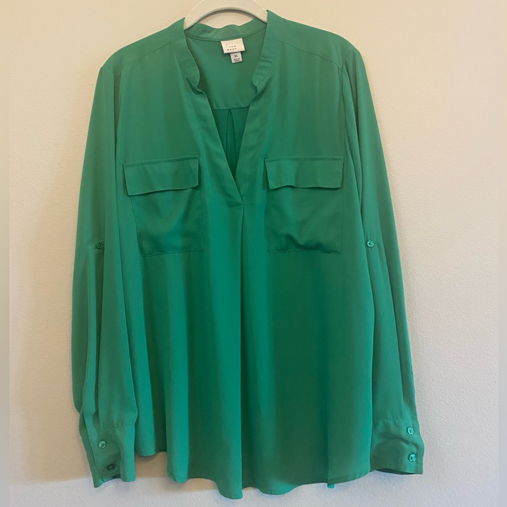 Target A New Day Green Button Blouse XL